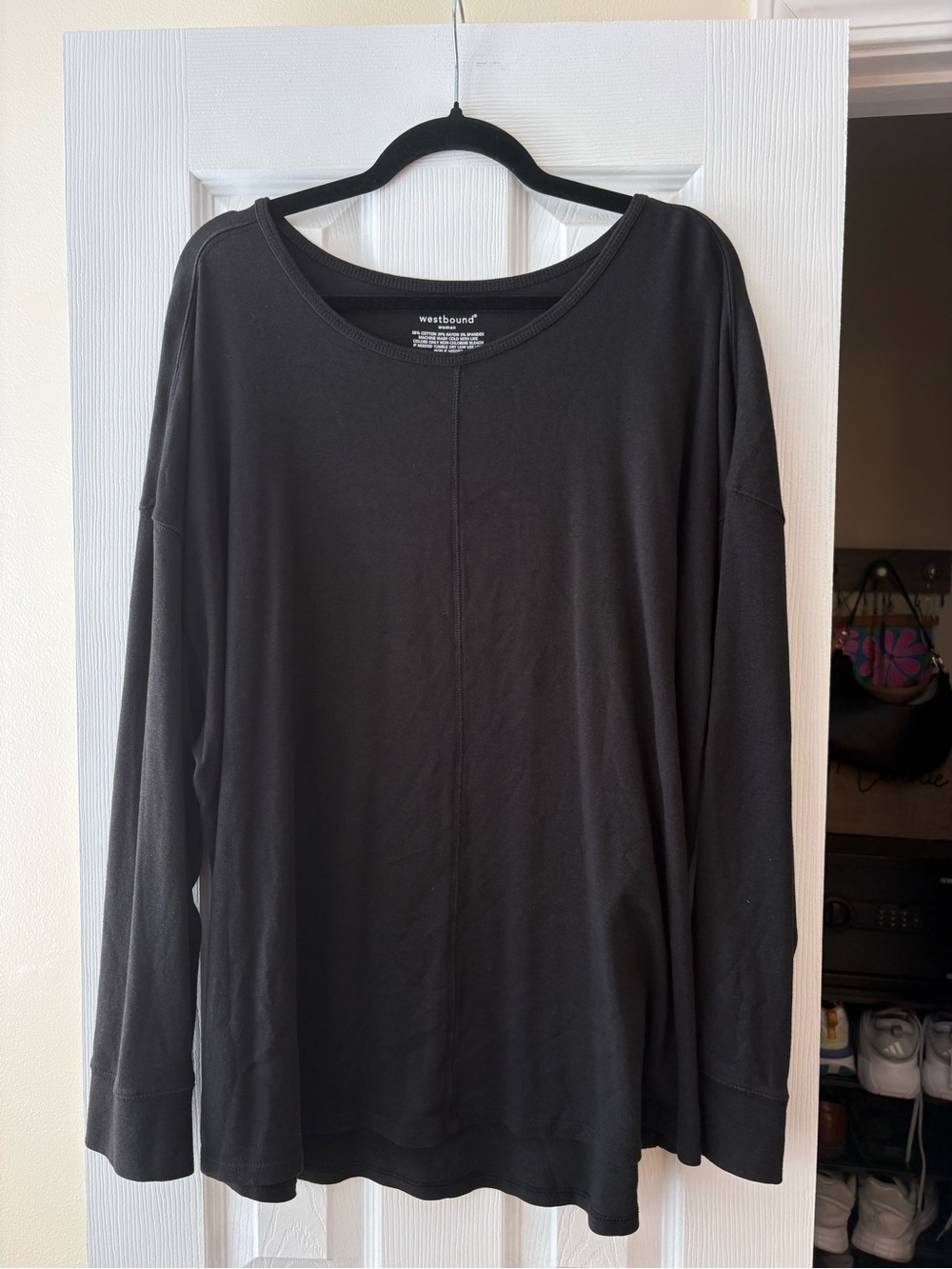 Westbound Black Long-Sleeve Crewneck Tee - Lightweight Casual